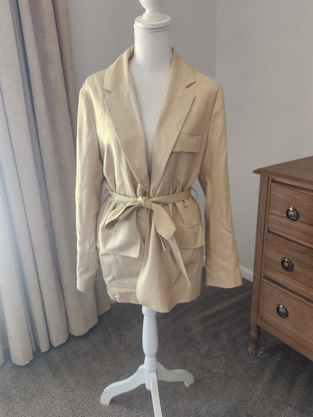 Ralph Lauren Beige Tie-Waist Blazer Jacket